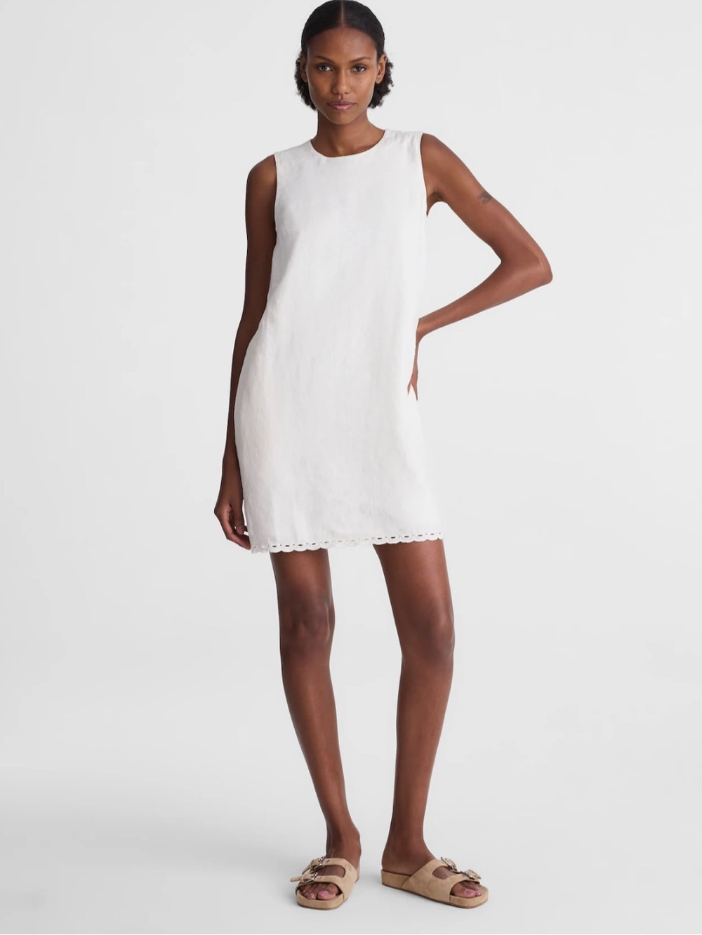 NWT Madewell 100% Linen Mini Shift Dress Ivory XL